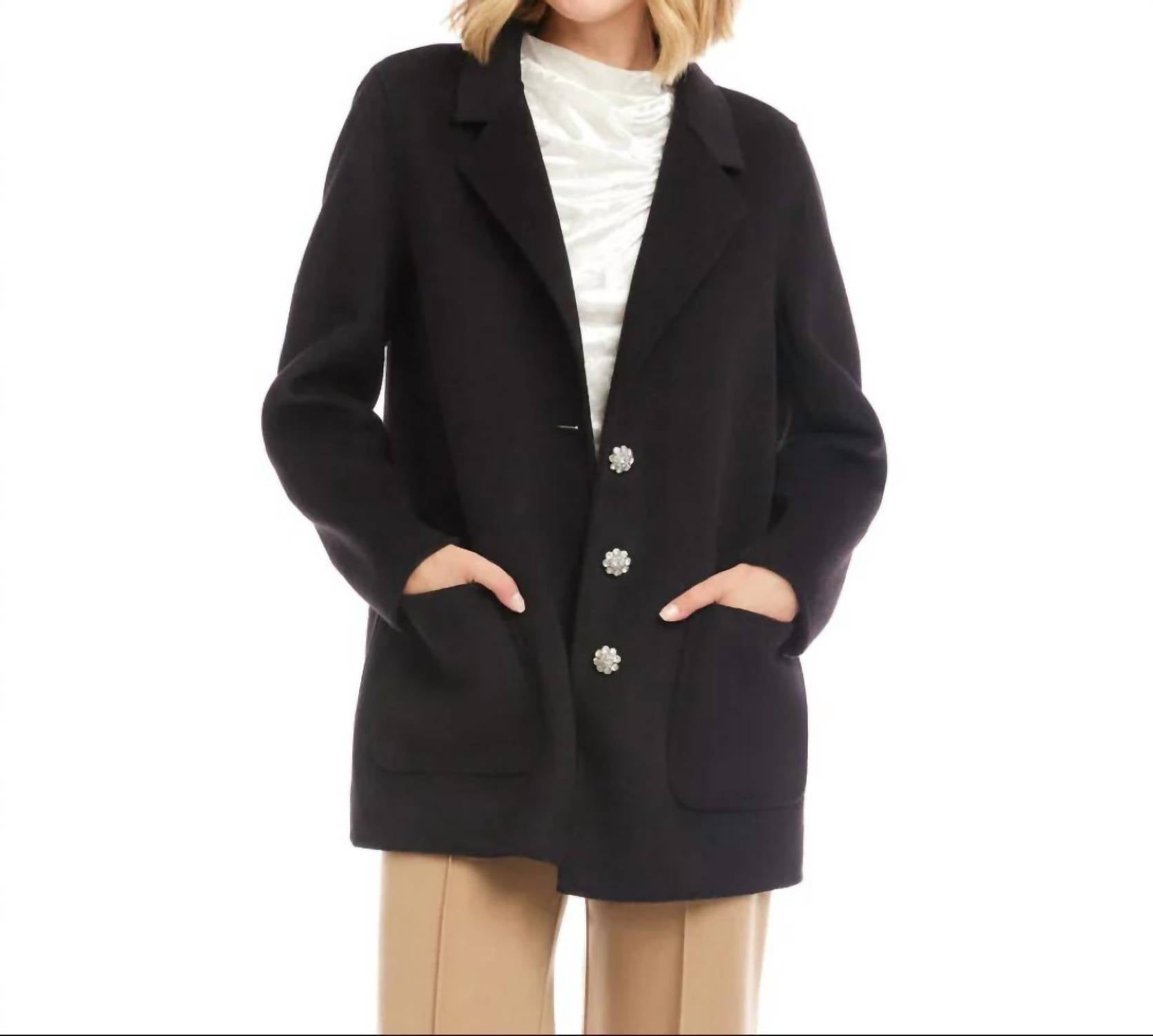 Karen Kane - Olyssa Oversized Brushed Blazer With Rhinestone Buttons