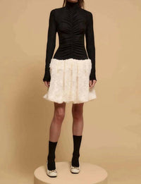Promesa - Two-tone With Ruched Bodice Bubble Mini Dress