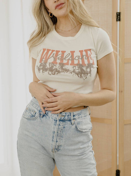Livylu - Willie Nelson Horses Micro Cropped Tee