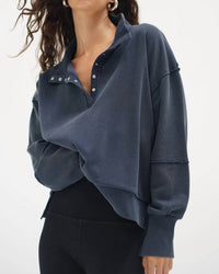 Lna - Hallie Snap Collar Pullover Sweatshirt