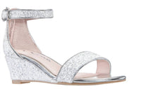 Nina Girls Kristina Wedge Sandals in white chunky glitter - kids' sandal