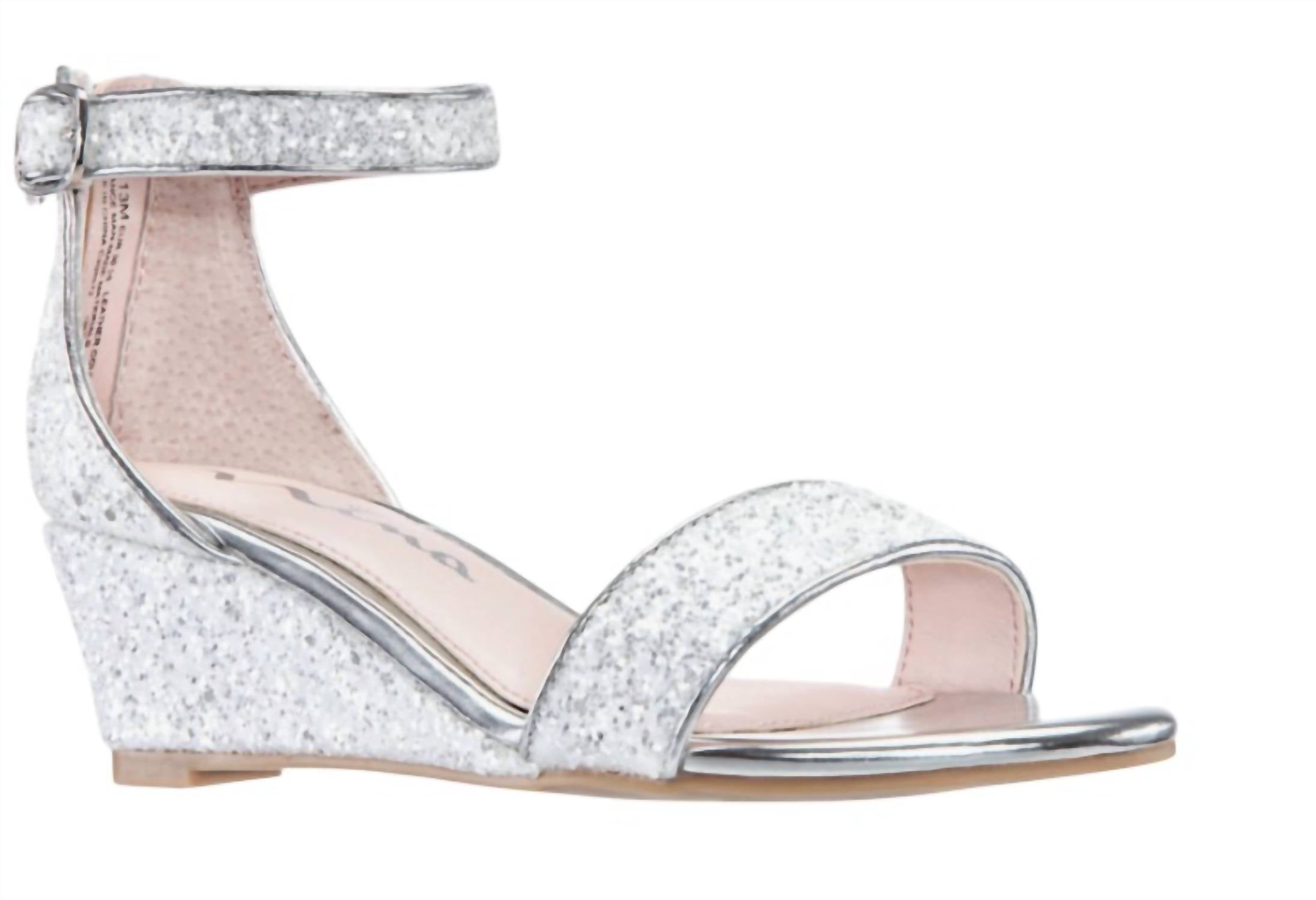 Nina Girls Kristina Wedge Sandals in white chunky glitter - kids' sandal