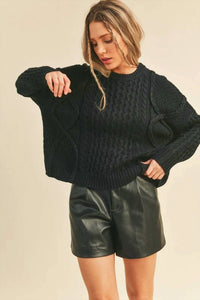&Merci - Mixed Braided Cable Knit Sweater
