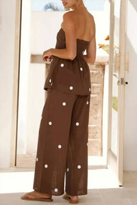 Sundayup - Polka Dot Tube Top & Pants Set