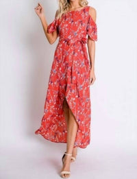 Davi & Dani - Floral Cold Shoulder Tulip Dress