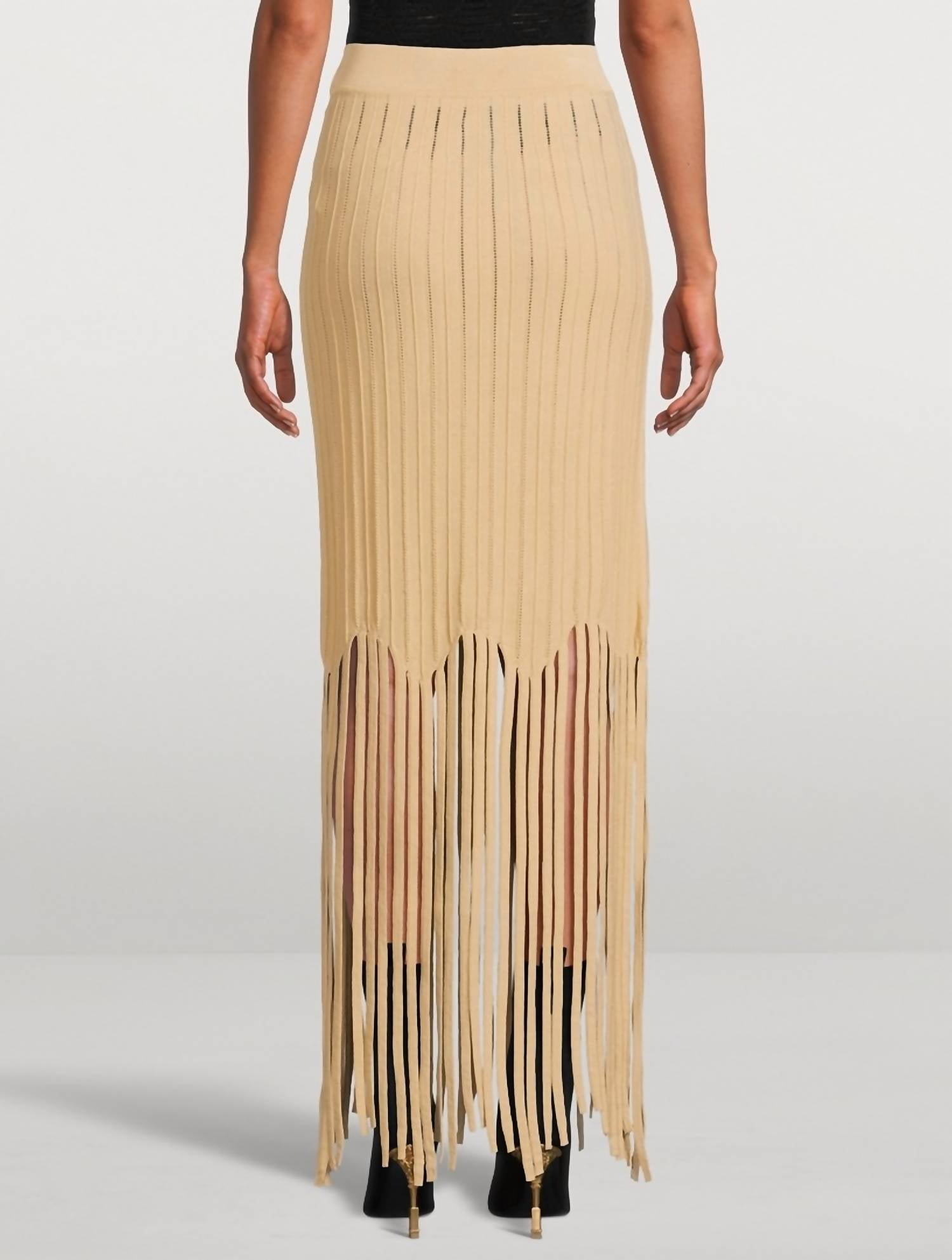 Balmain - Flechage Fringed Knit Long Skirt