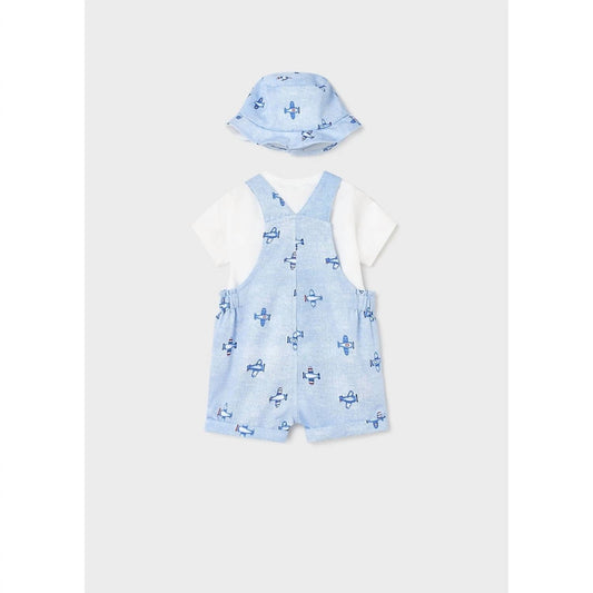 Mayoral - Boys Airplane Print Short Overall Set
