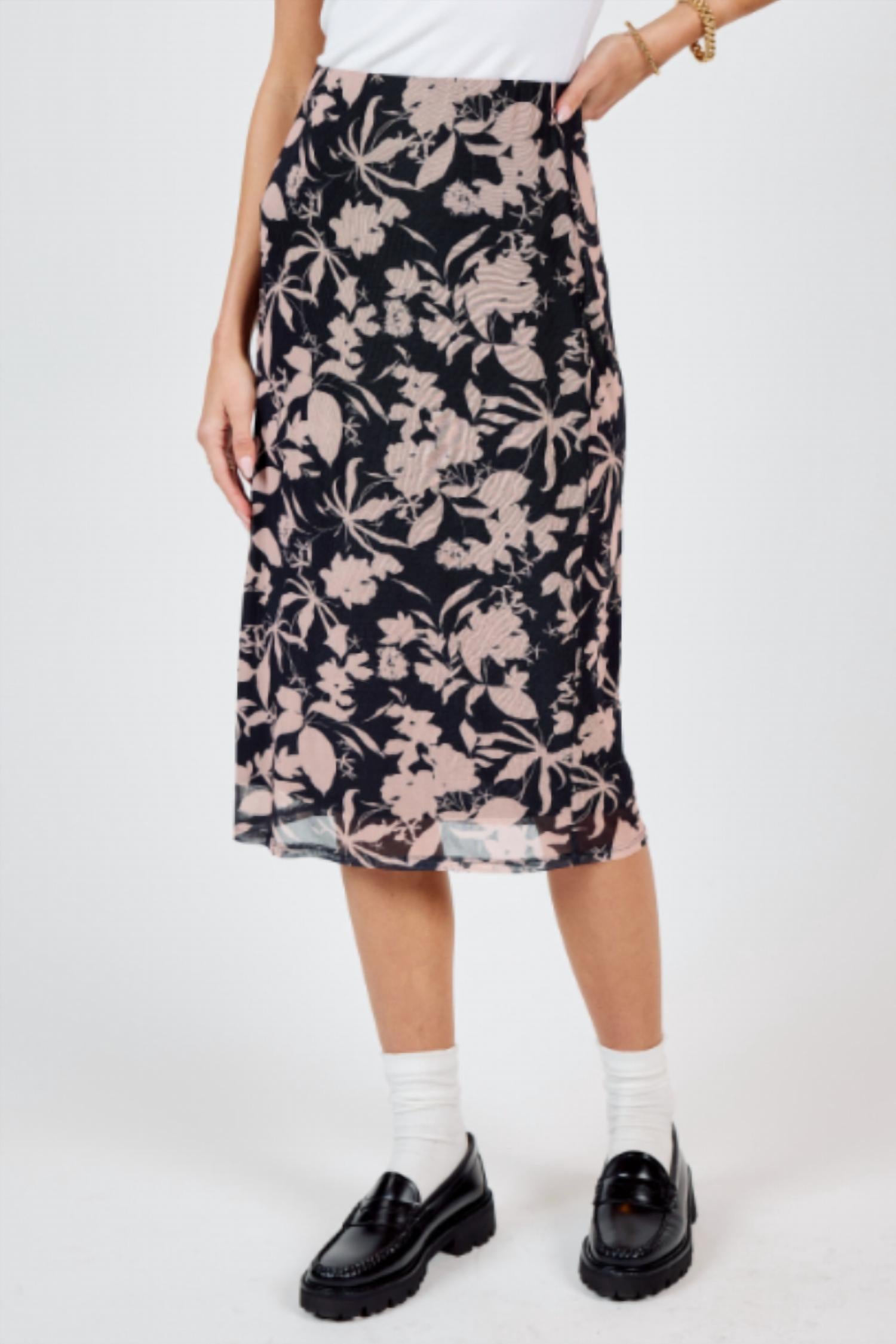 Sadie & Sage - Floral Mesh Midi Skirt