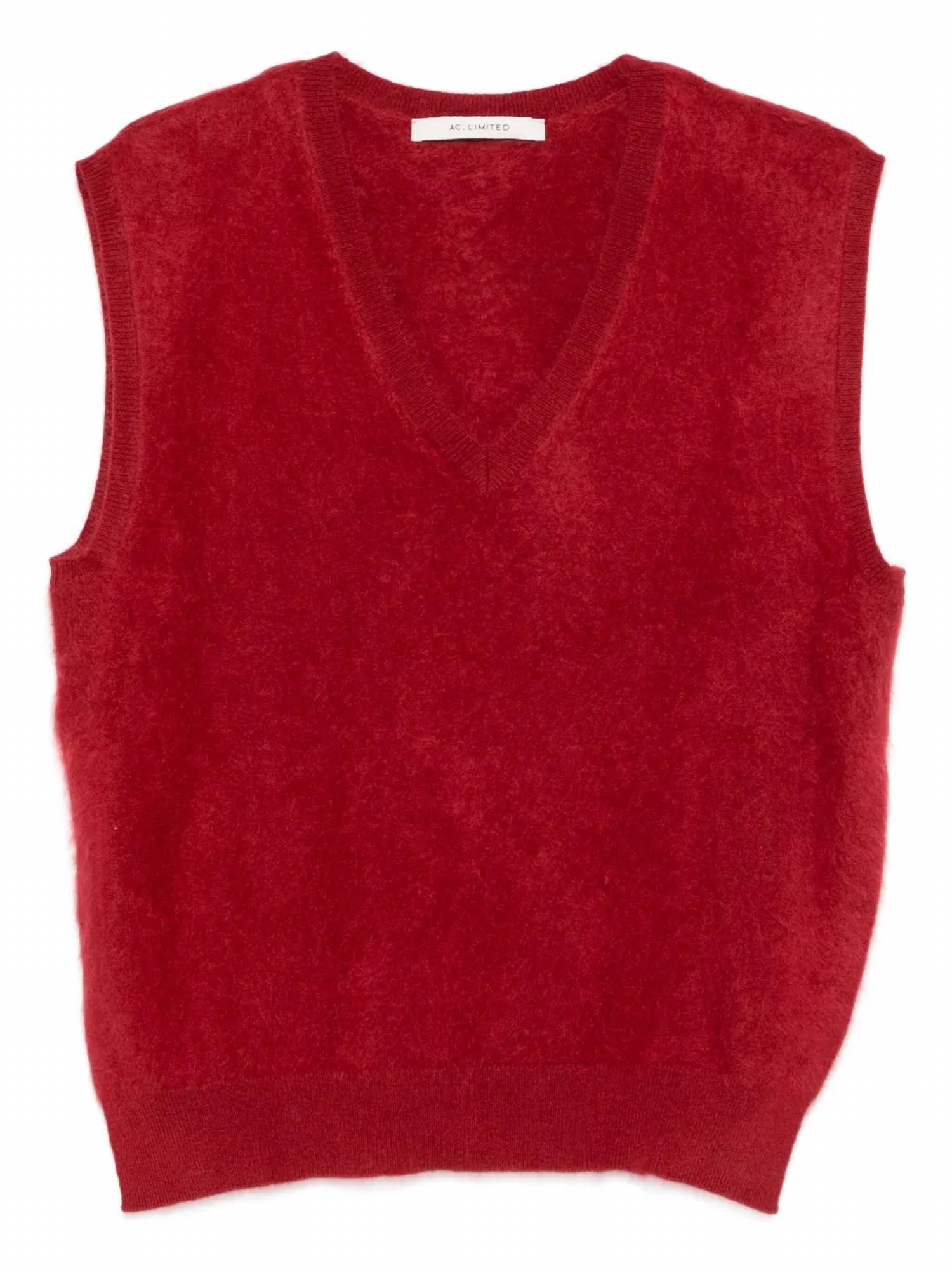 Absolut Cashmere Miriam V-neck Vest in cherry - women's jacket - view 8