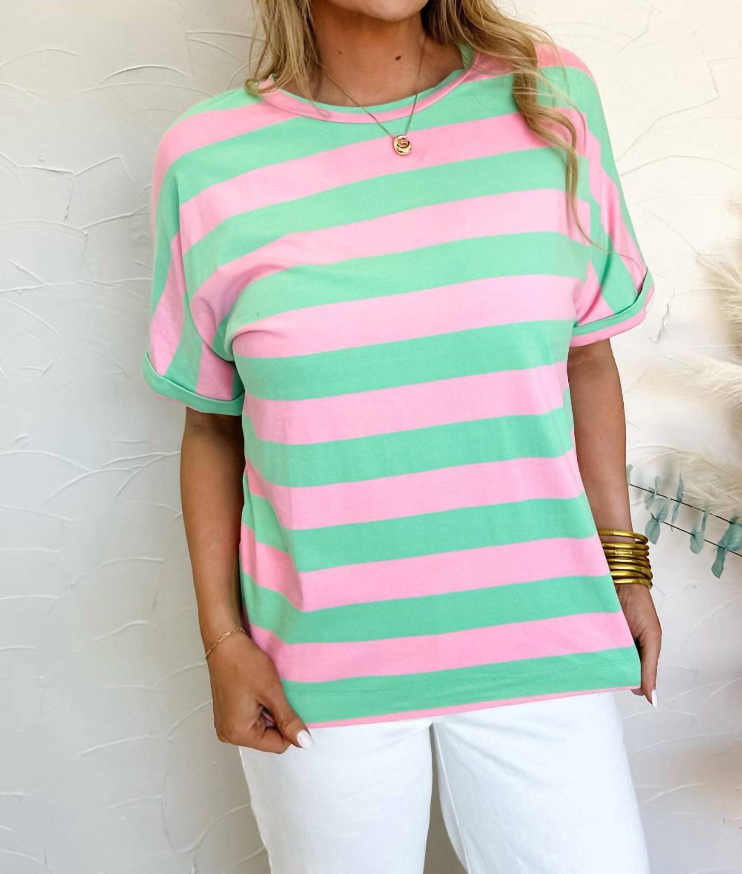Shewin - Cuffed Sleeve Tee