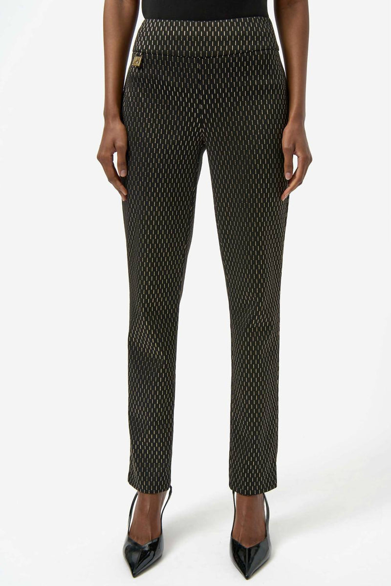 Joseph Ribkoff Foiled Slim Pant in black gold - women's pants