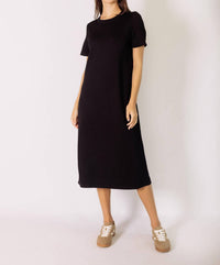 P.CILL Women's Butter Modal Short Sleeve Midi Dress in black - women's dress - detail view