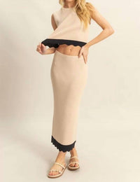 Hyfve - Contrast Hem Top And Maxi Skirt Set