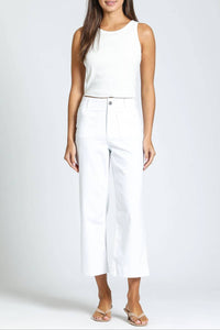 Apny - Women's Cropped Wide Leg Pant With Patch Pockets