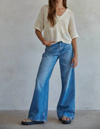 By Together - Knit Sweater Cotton See Through V-neck Cardigan