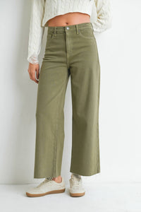 JUST BLACK DENIM Scissor Cut Wide Leg Jeans in matcha - women's jeans - view 4