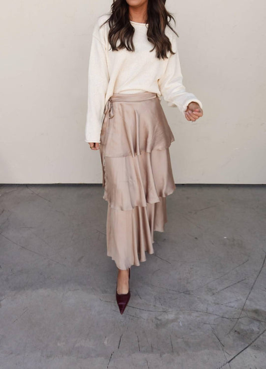 En Creme - Tiered Satin Maxi Skirt