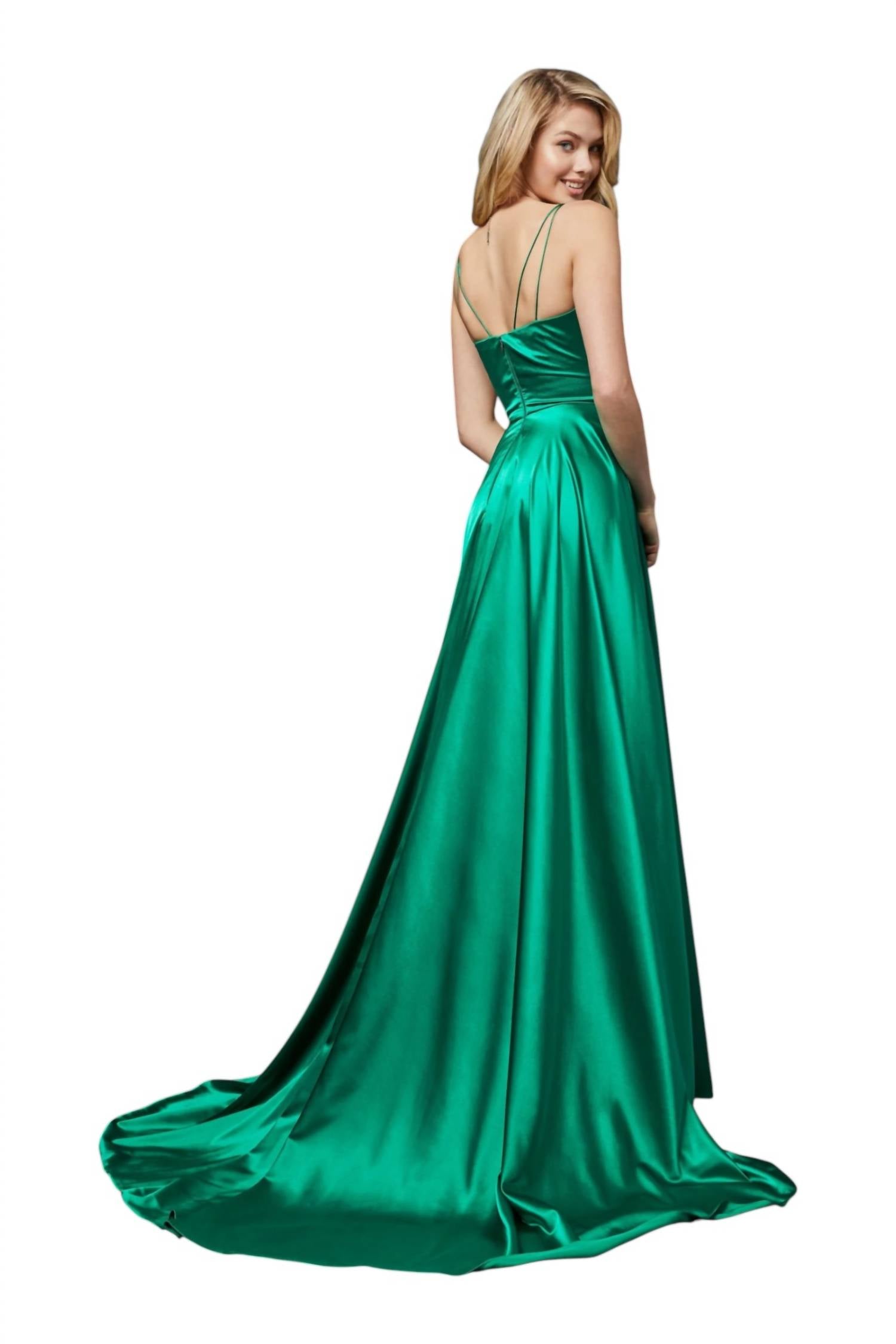 Sherri Hill - Silk Charmeuse Gown With Slit