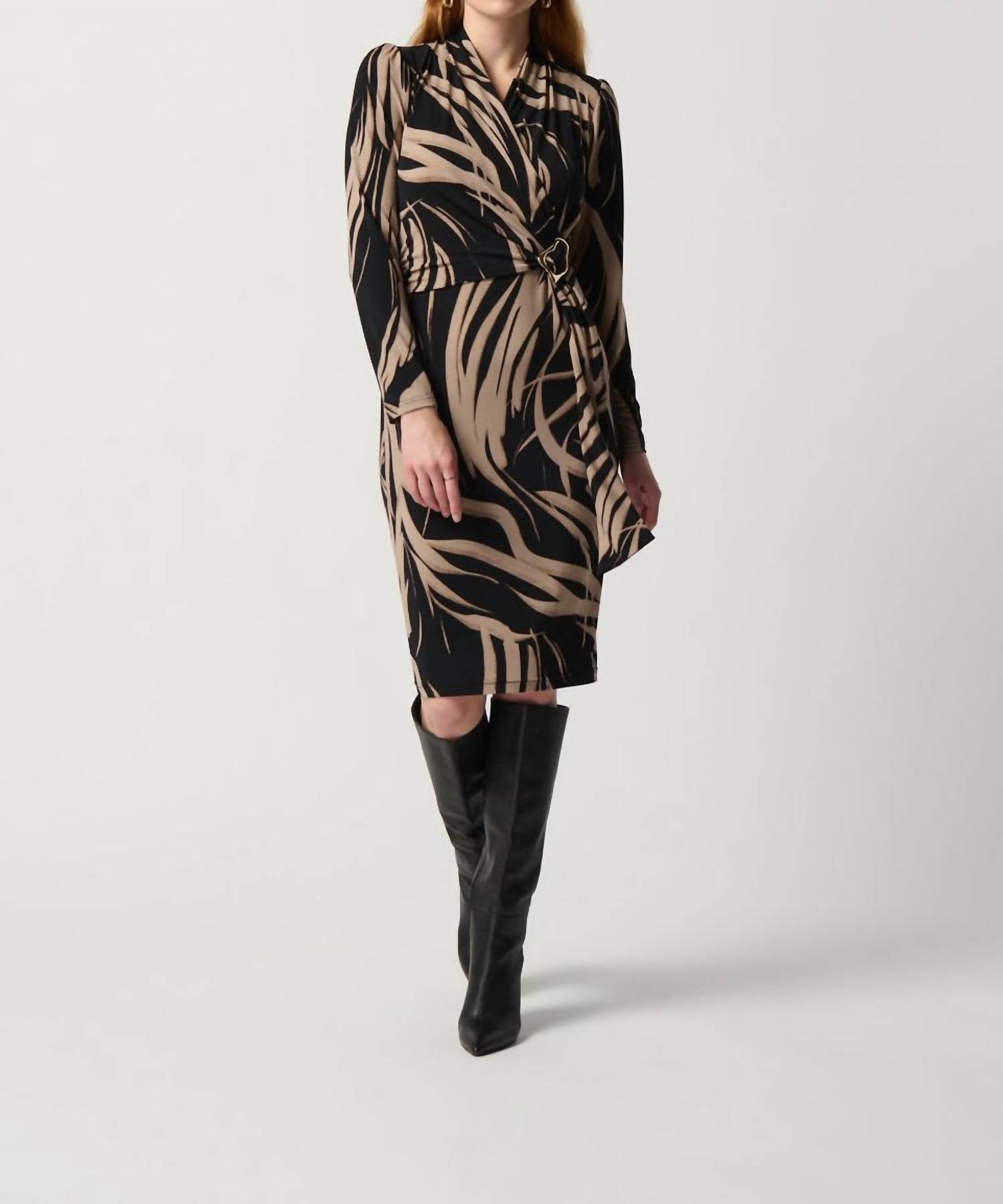 Joseph Ribkoff - Long Sleeve Sheath Dress With Side Buckle