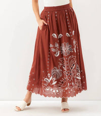 Karen Kane - Cut-out Embroidery Midi Skirt - Petite