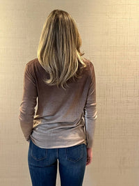 Alessandro Aste V-Neck Light Cashmere Sweater in clay - women's sweater - detail view