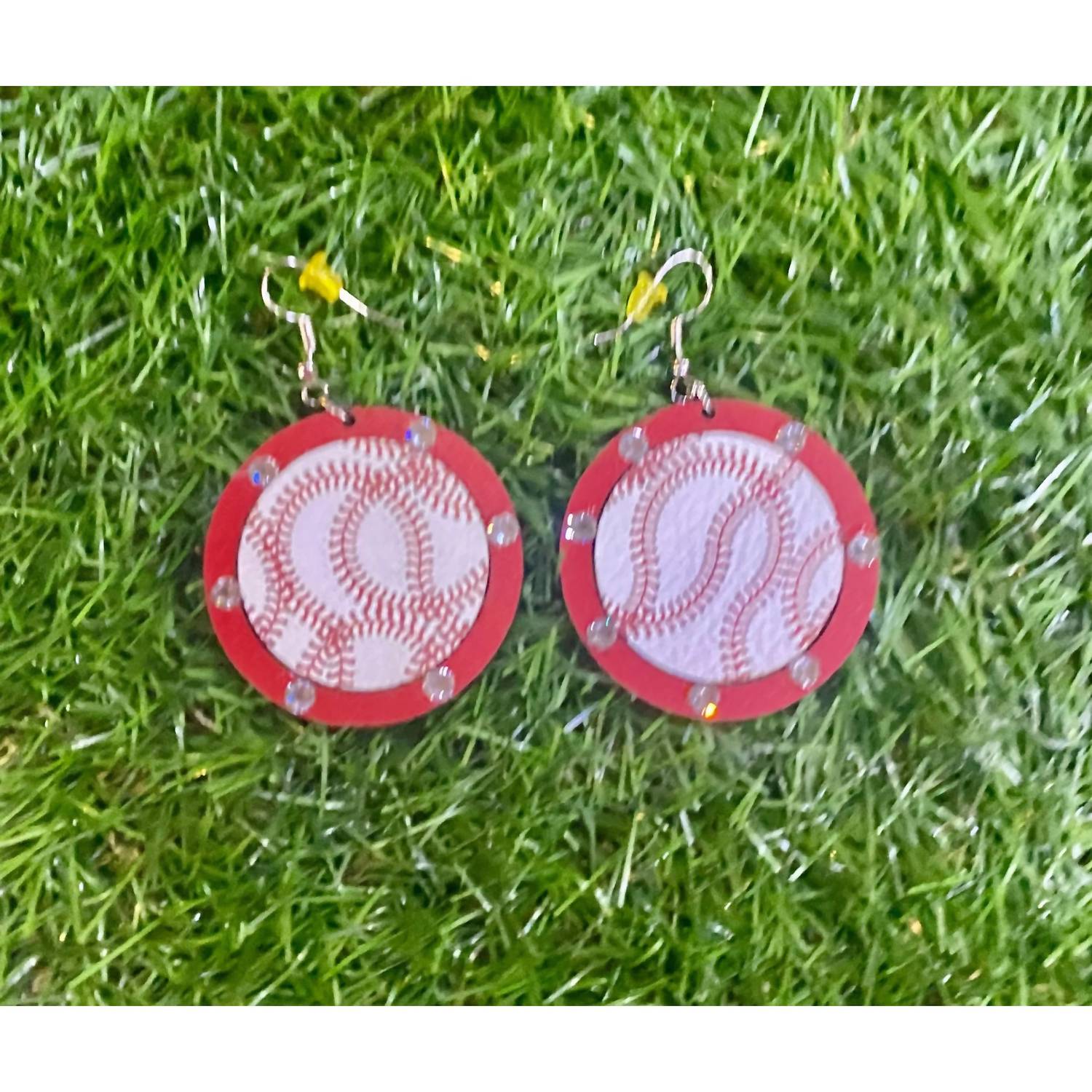Southern Attitude - Outlined Baseball Wood Earrings