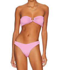 WE WORE WHAT U-ring Bandeau Top in bubblegum pink - women's swimwear