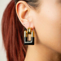 Gold & Honey - Women's Rectangle Door Knocker Earrings