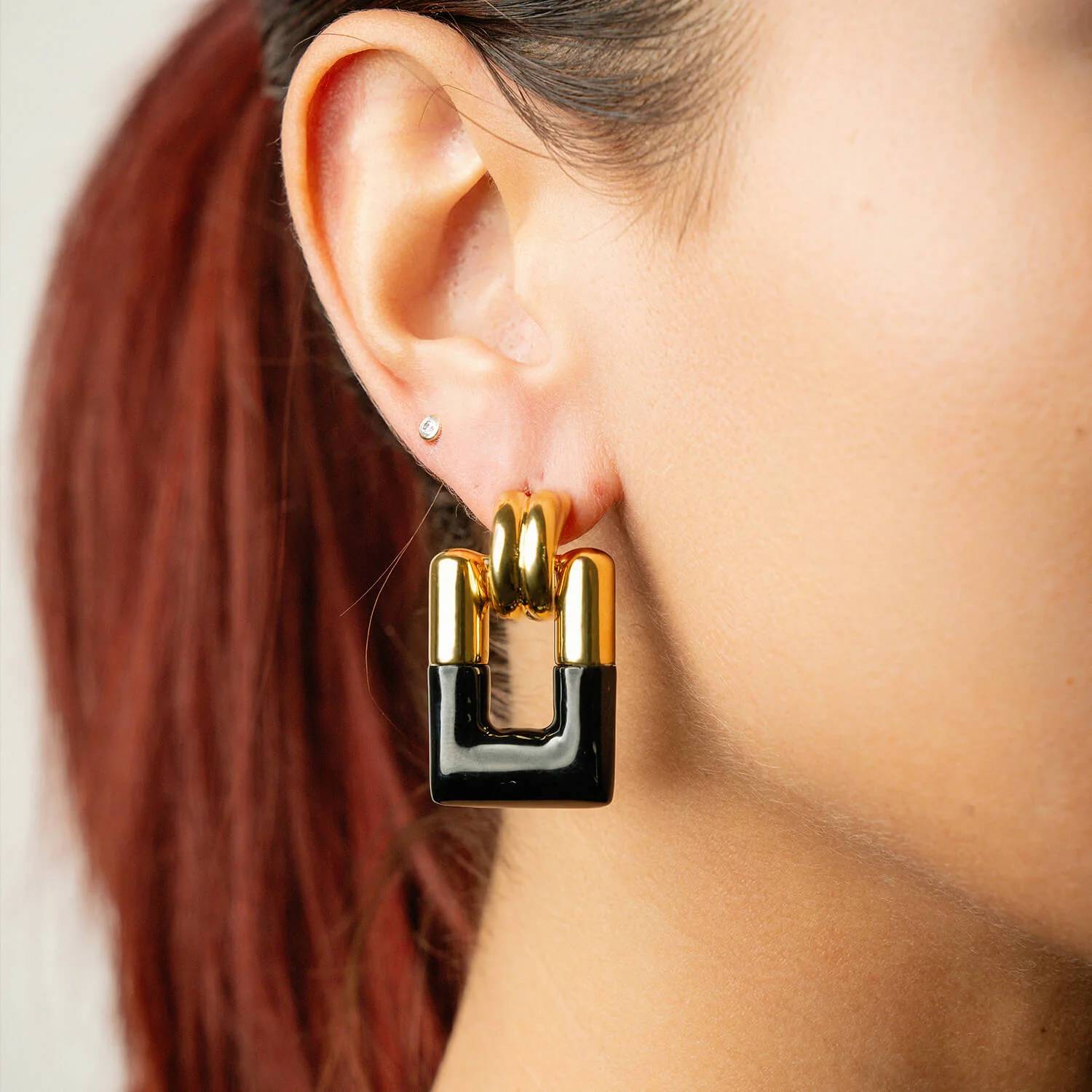 Gold & Honey - Women's Rectangle Door Knocker Earrings