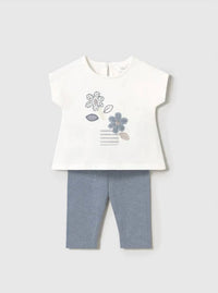Mayoral - Girl's Two Piece Flower Appliques With Denim Legging