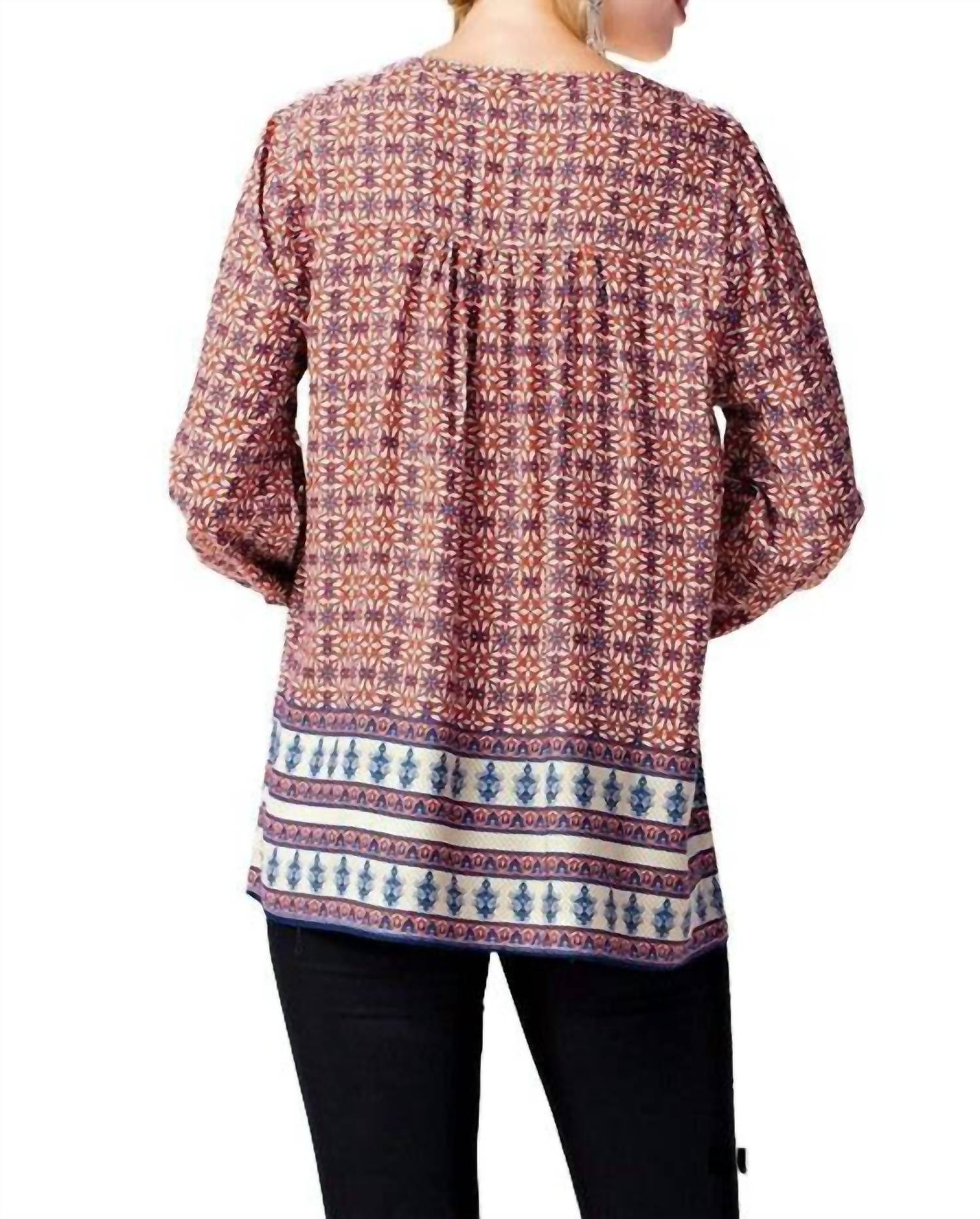 Kori - Border Print Lace Top