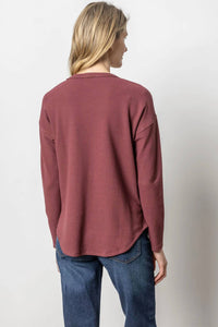 Lilla P - Rounded Hem Split Neck Top