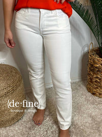 Risen - Mid Rise Tummy Control Raw Hem Straight Jeans