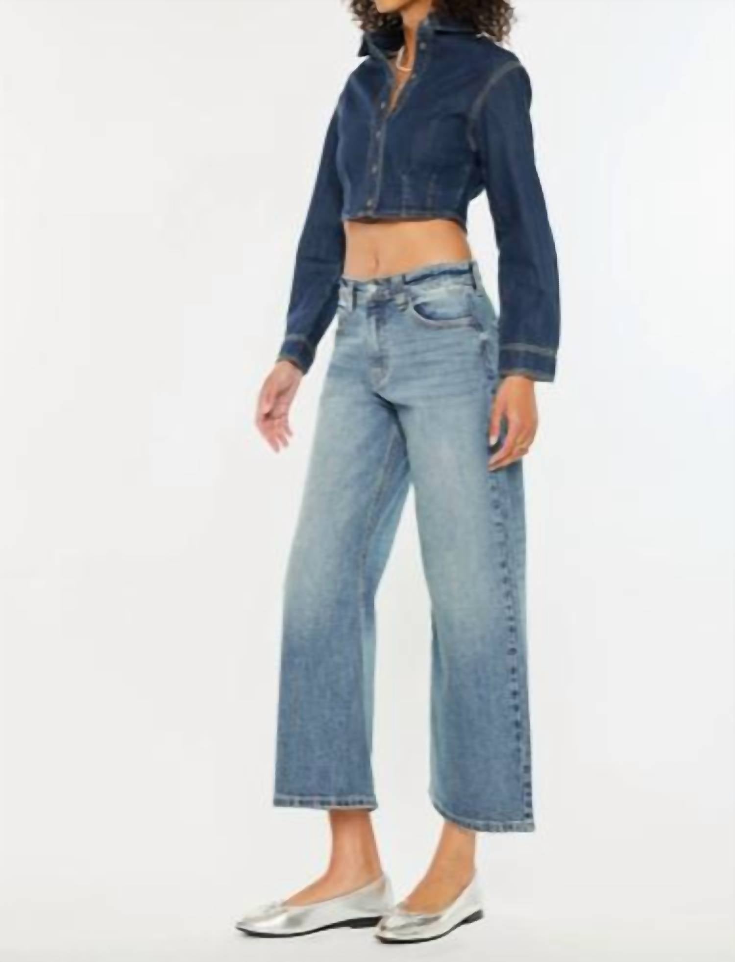 Kancan - Mid Rise Loose Barrel Fit Jeans