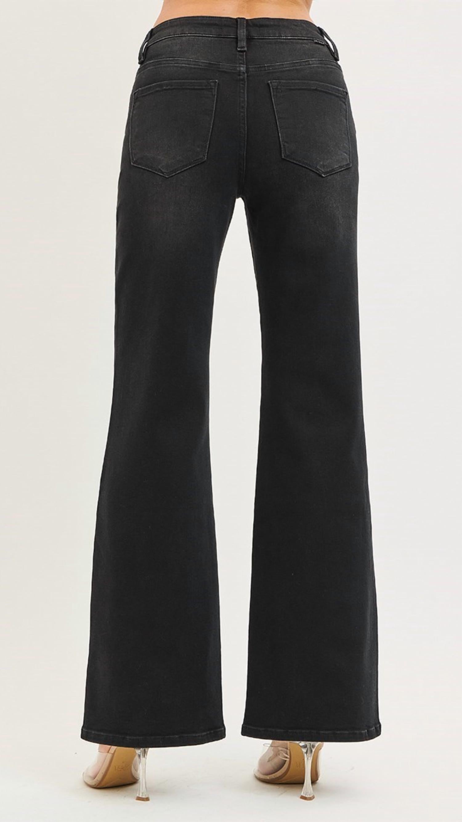 Risen - High Rise Tummy Control Wide Leg Jeans