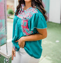 Layerz Clothing - Flutter Sleeve Embroidered Top