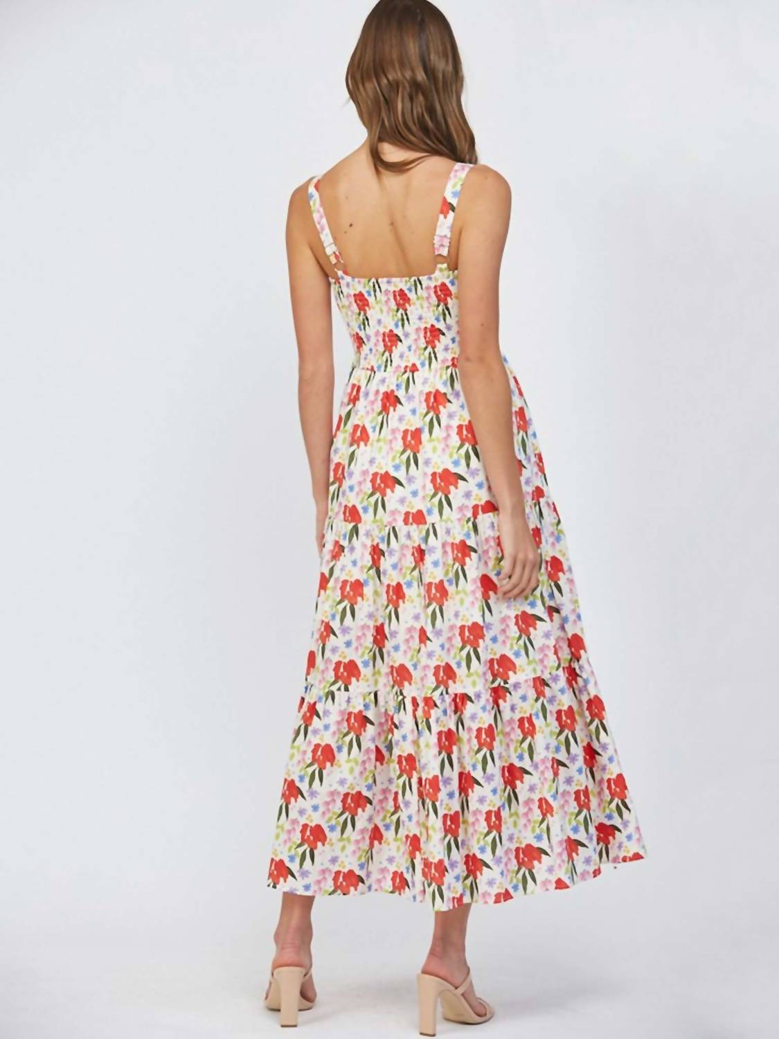 Fate Cut Out Tie Front Floral Maxi Dress in cream - women's dress - view 5