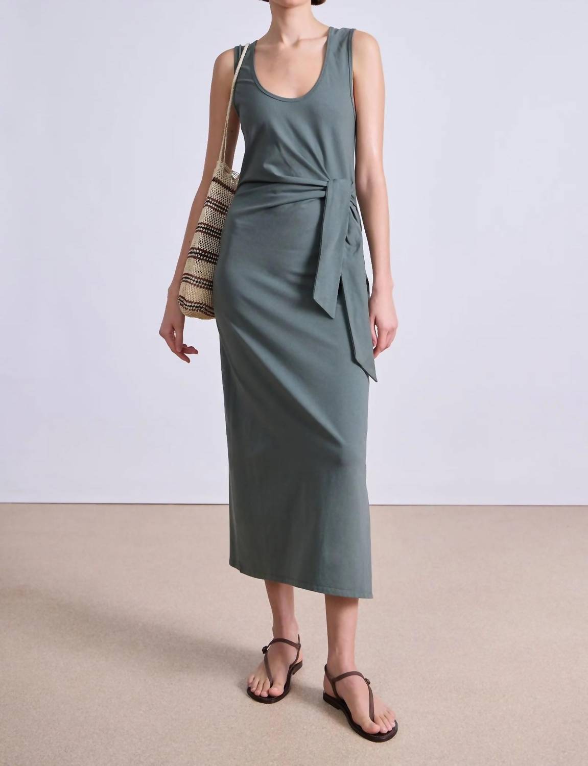 APIECE APART Uri Twist Maxi Dress in thyme - women's dress - view 4