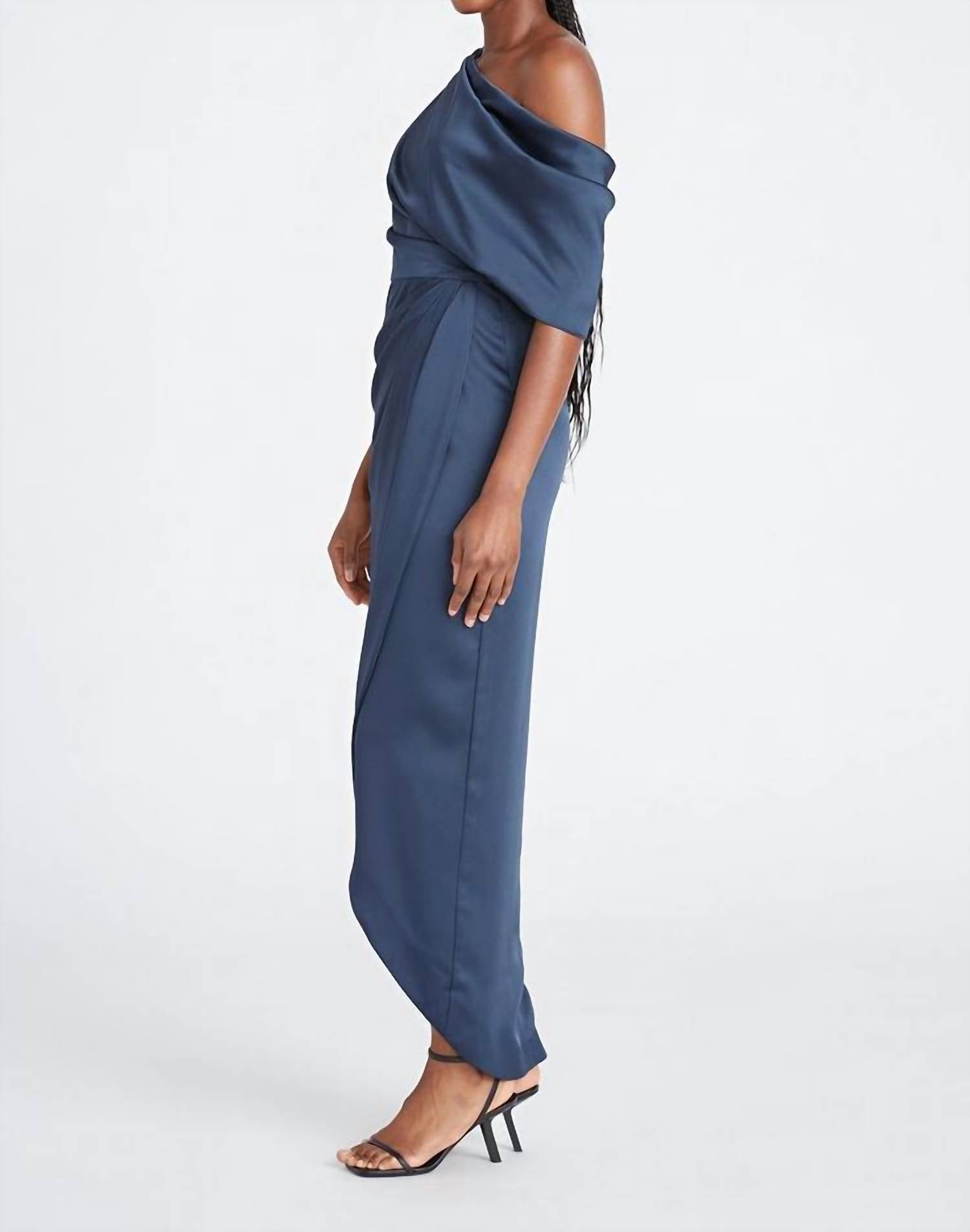Theia - Women's Rayna One Shoulder Draped Gown
