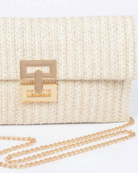 3Am By H&D Accessories - Women's Faux Straw Flap Clutch With Clasp