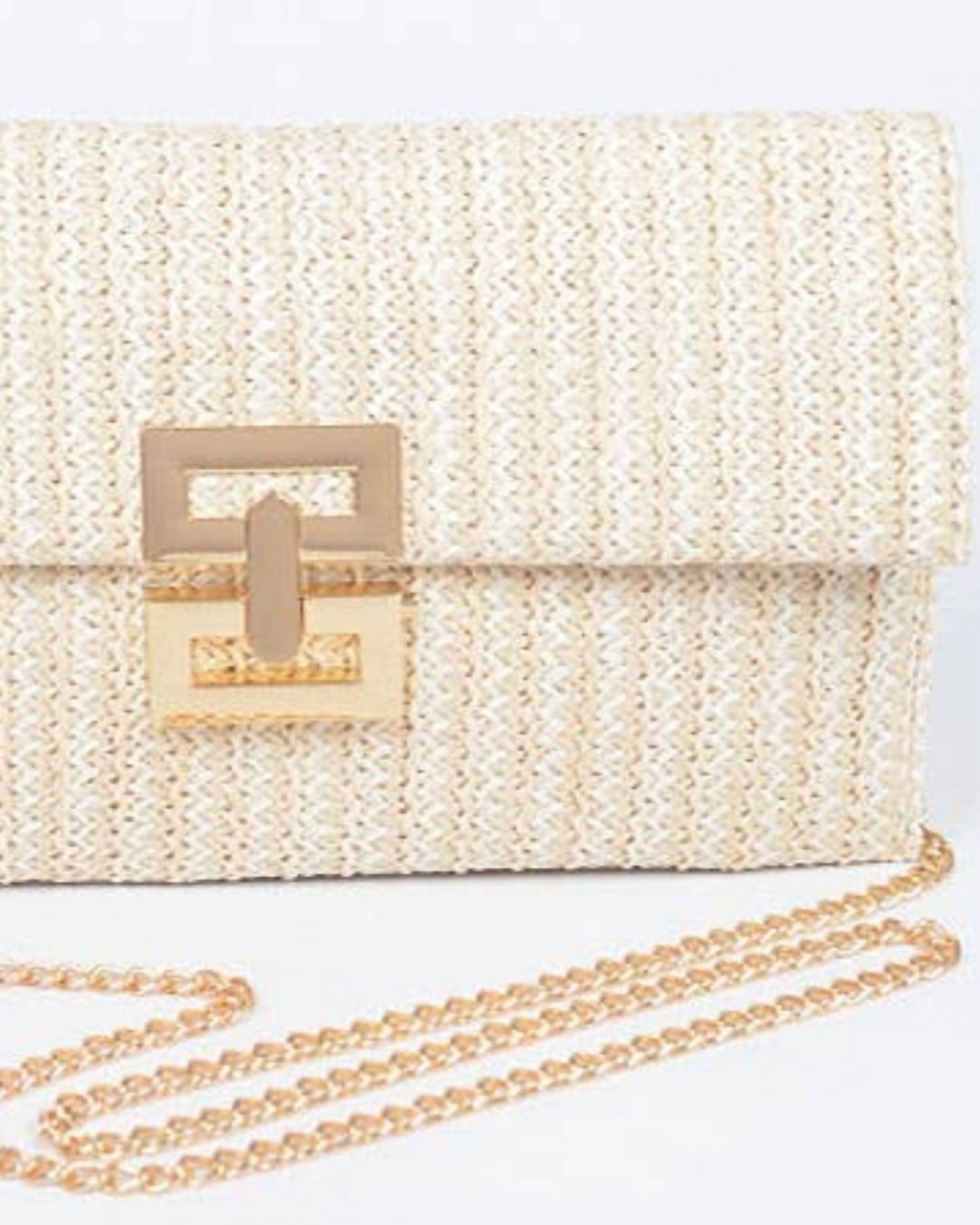 3Am By H&D Accessories - Women's Faux Straw Flap Clutch With Clasp