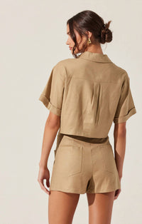 Astr - Deborah Linen Blend Safari Top
