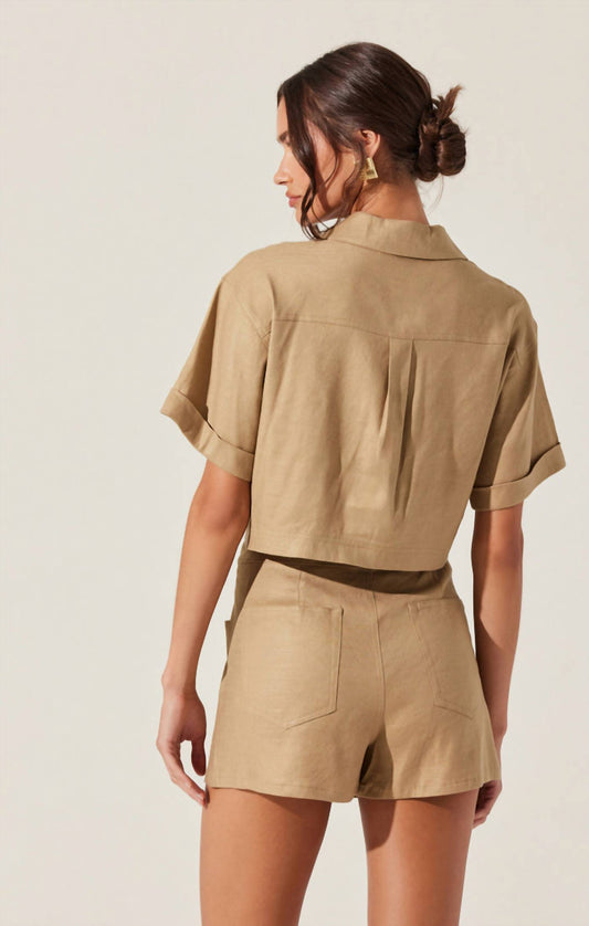 Astr - Deborah Linen Blend Safari Top