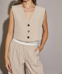 Moda Borboleta - Vest & Wide Leg Pants Set