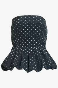 TANYA TAYLOR Farah Top in black ivory multi - women's shirt - alternate view
