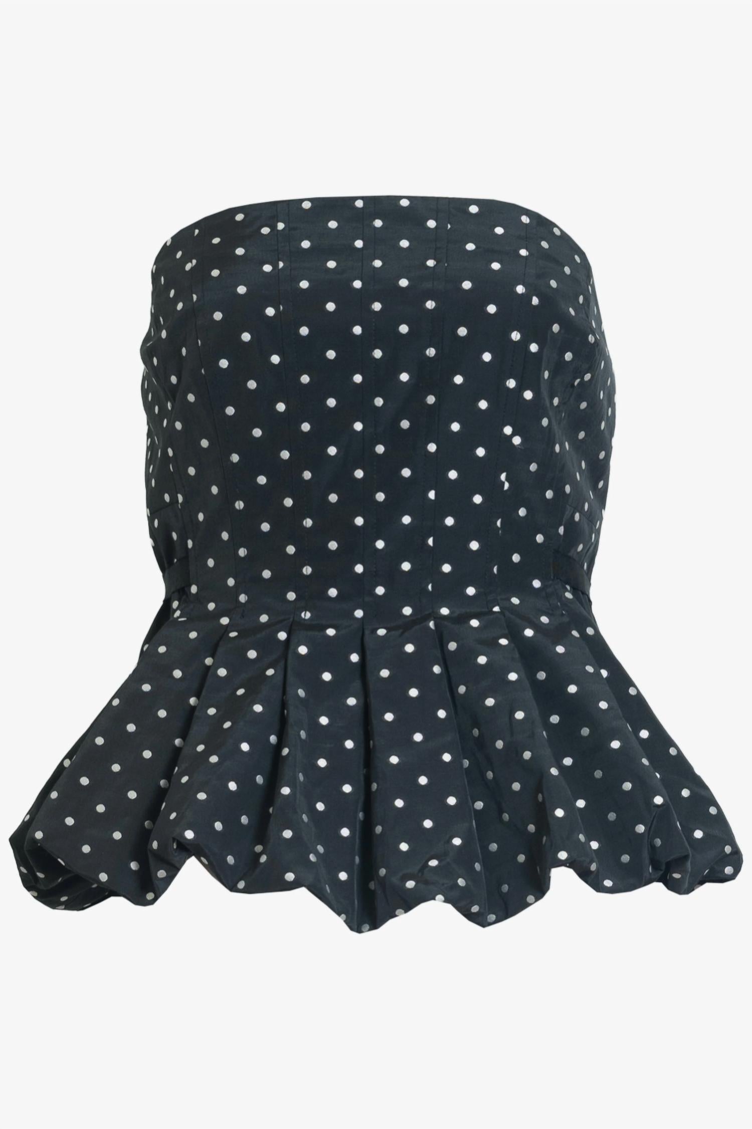TANYA TAYLOR Farah Top in black ivory multi - women's shirt - alternate view