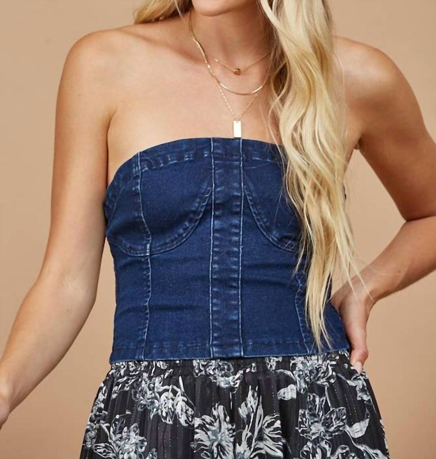 Wisteria Lane - BUSTIER CROPPED DENIM TOP