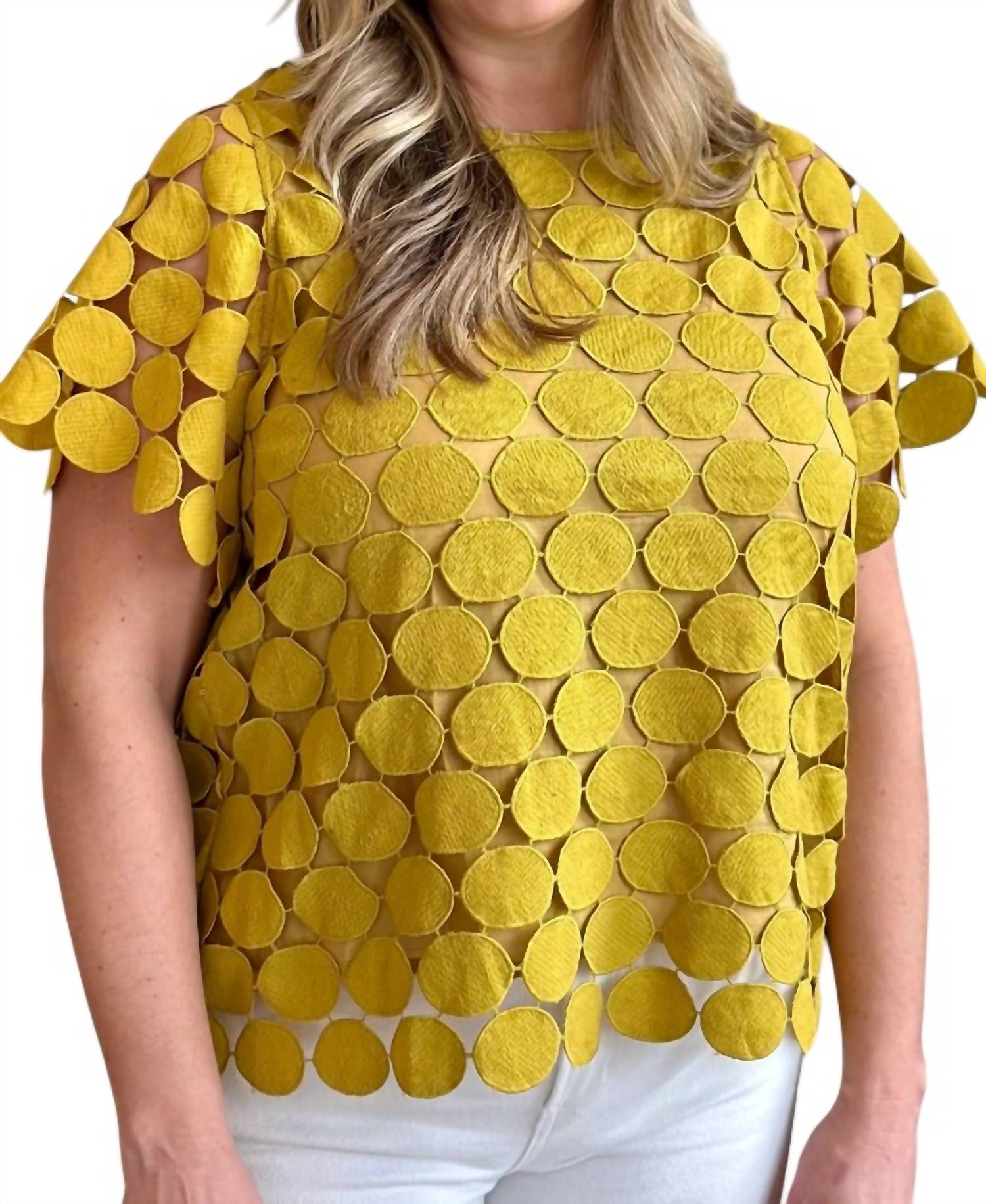 Umgee - Polka Dot Lace Boxy Cut Top