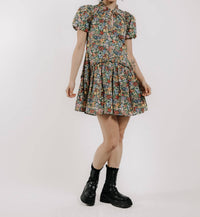 LOVE THE LABEL Edith Short Sleeve Dress in cottage garden liberty print - women's dress