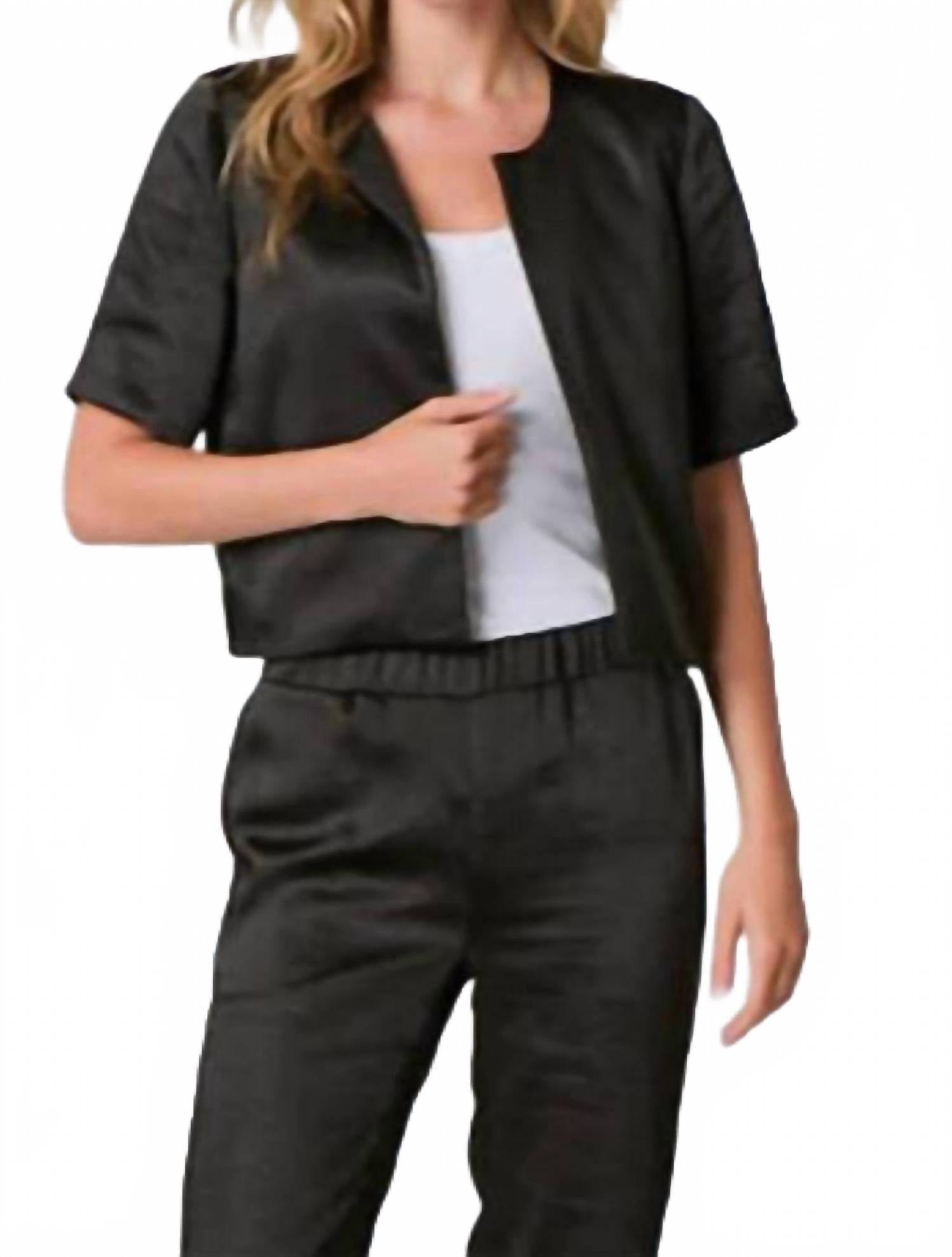 J. Society Silky Short Sleeve Top in black - women's t-shirt